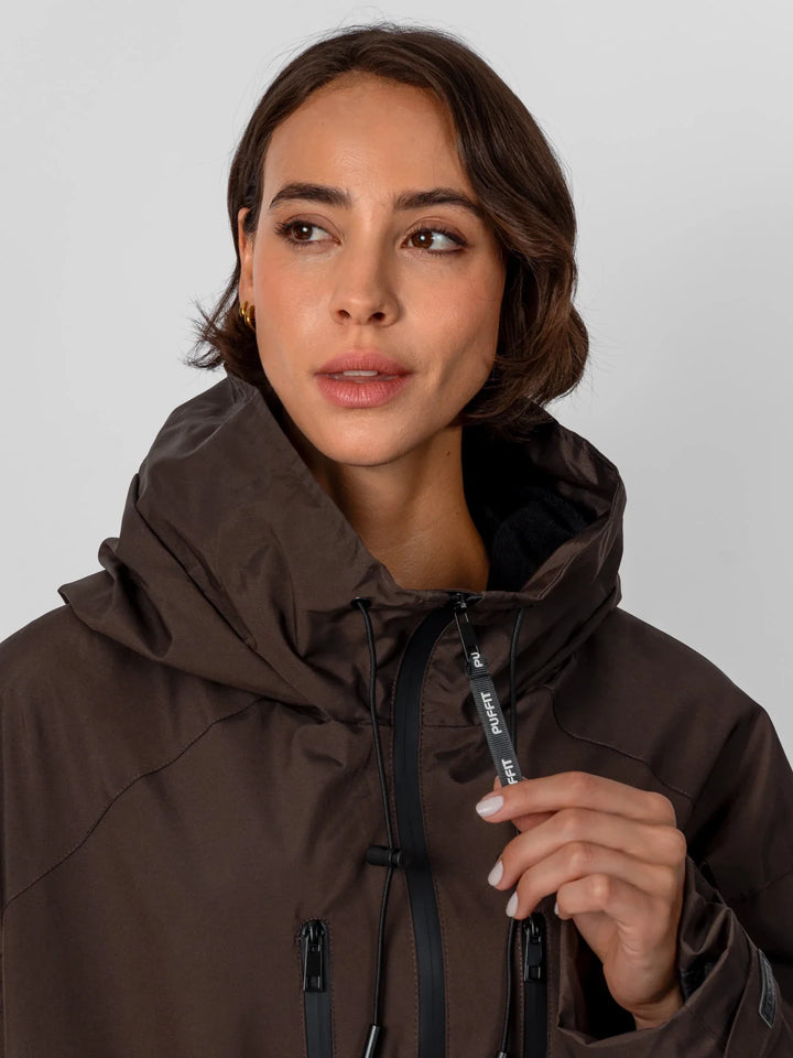 The Elara Fleece Lined Short Oversized Rain Jacket