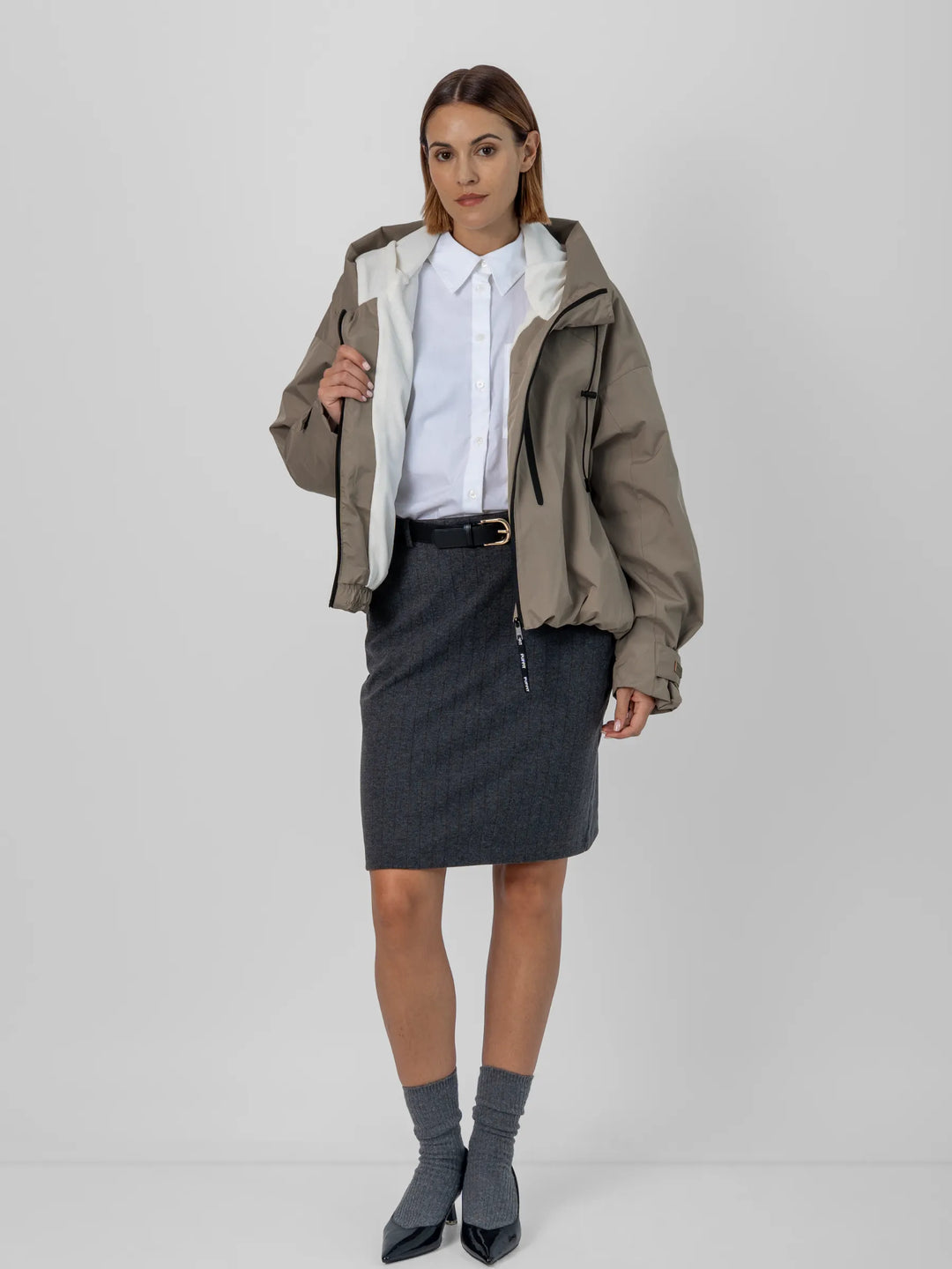 The Elara Fleece Lined Short Oversized Rain Jacket