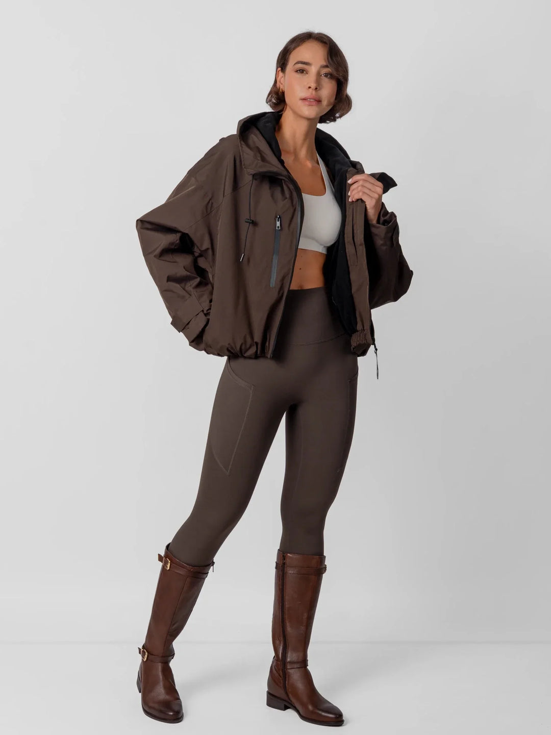 The Elara Fleece Lined Short Oversized Rain Jacket