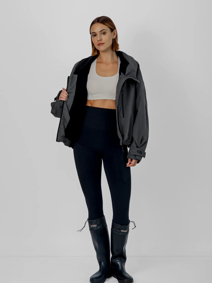 The Elara Fleece Lined Short Oversized Rain Jacket