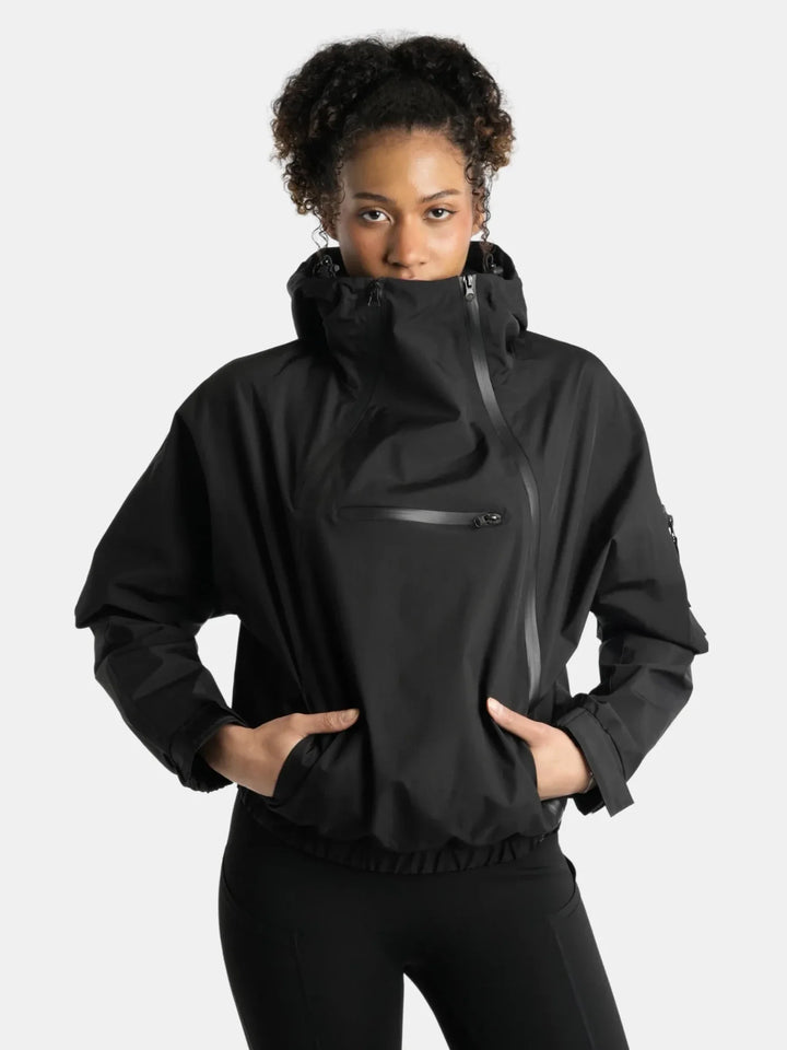 The Sienna Rain Anorak Short Asymmetric Zip Rain Hoodie