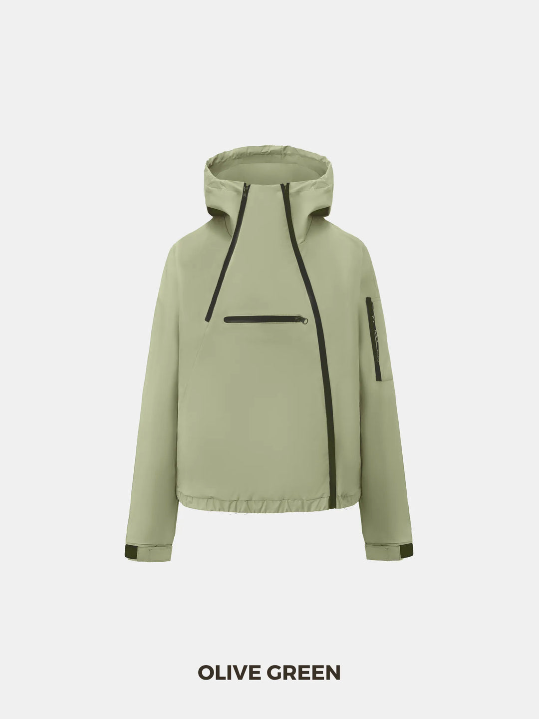 The Sienna Rain Anorak Short Asymmetric Zip Rain Hoodie