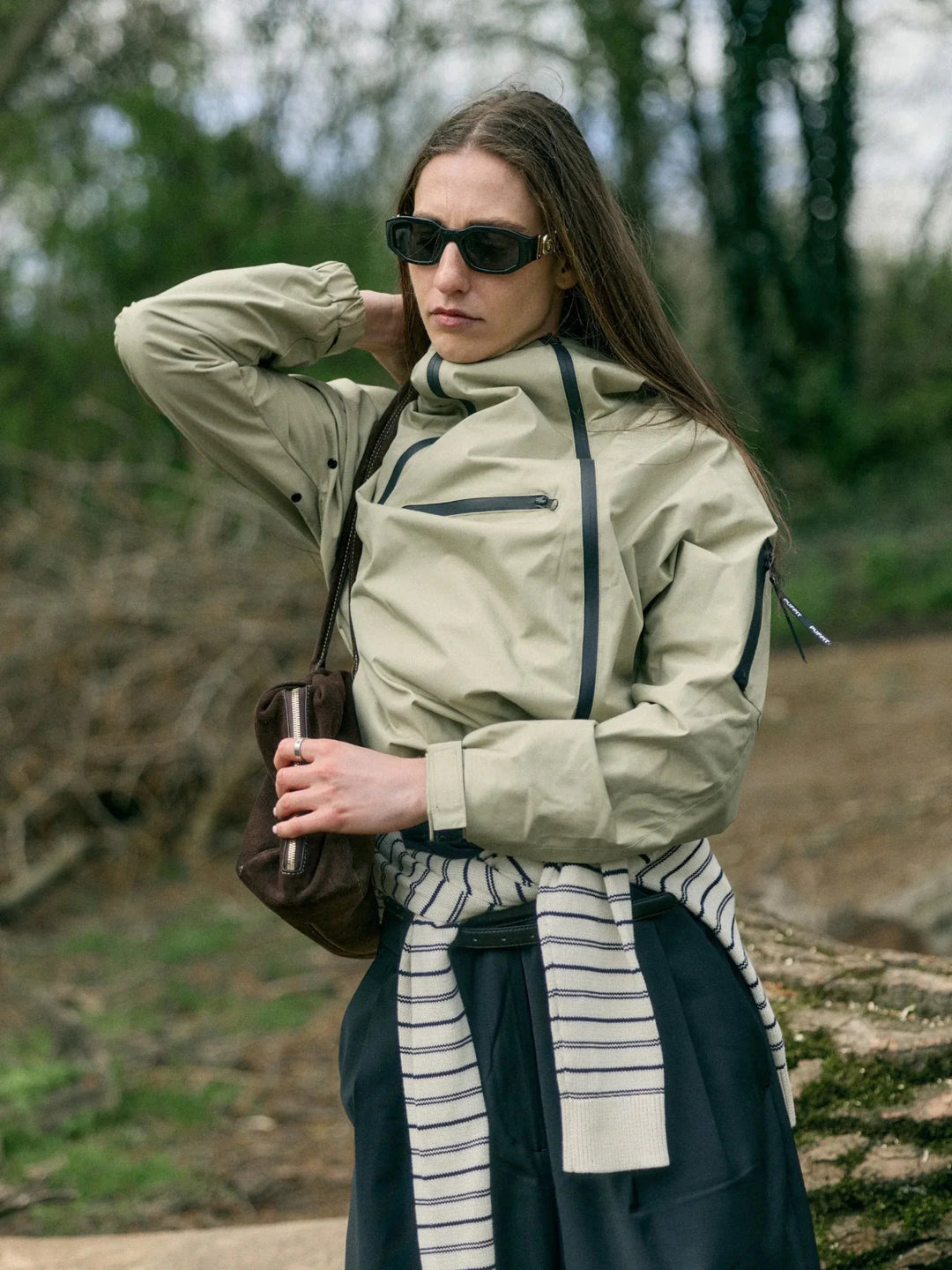 The Sienna Rain Anorak Short Asymmetric Zip Rain Hoodie