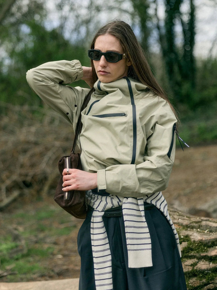 The Sienna Rain Anorak Short Asymmetric Zip Rain Hoodie