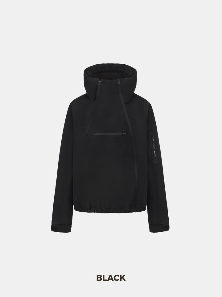 The Sienna Rain Anorak Short Asymmetric Zip Rain Hoodie