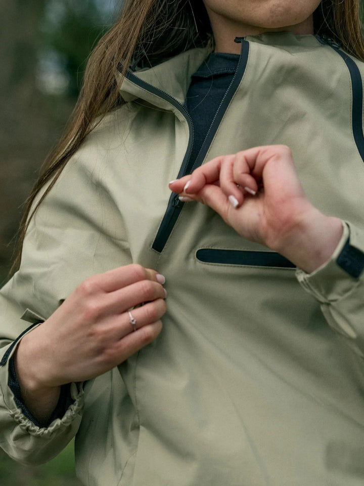 The Sienna Rain Anorak Short Asymmetric Zip Rain Hoodie