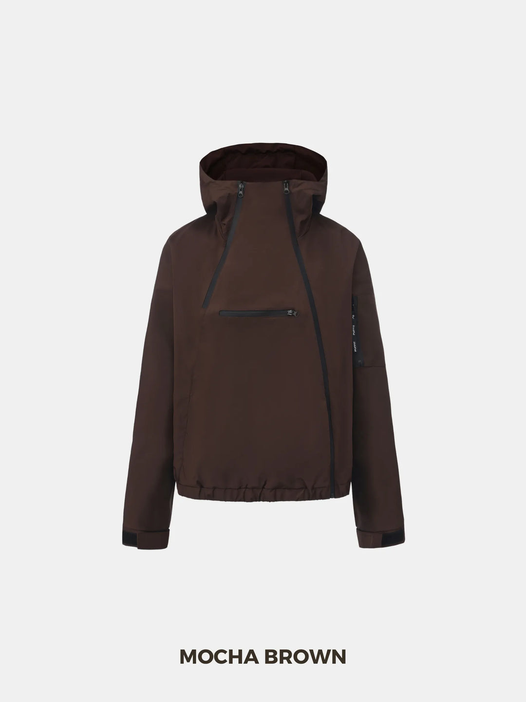 The Sienna Rain Anorak Short Asymmetric Zip Rain Hoodie