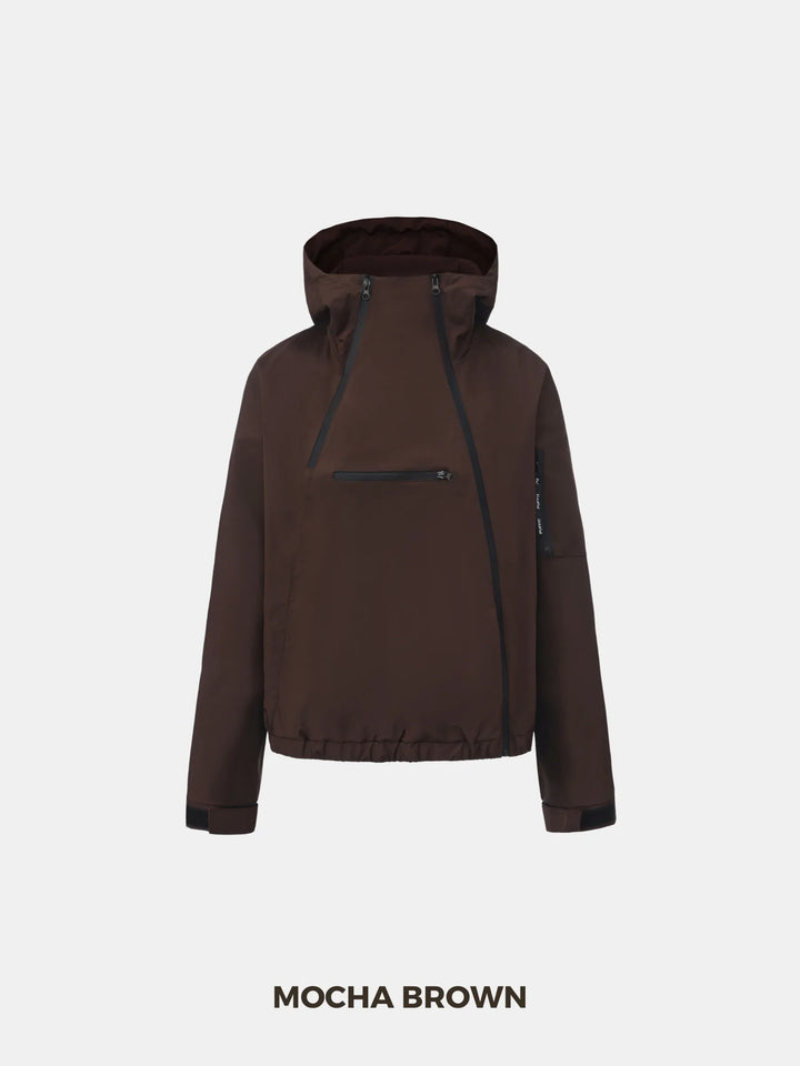 The Sienna Rain Anorak Short Asymmetric Zip Rain Hoodie