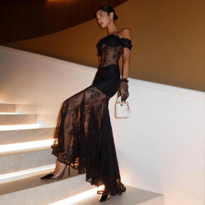 Sweet Intentions Lace Maxi Dress with Gloves