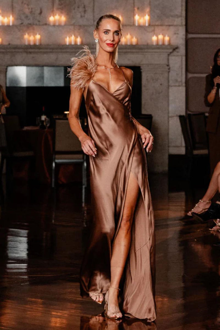 Tatev Satin Wrap Maxi Dress
