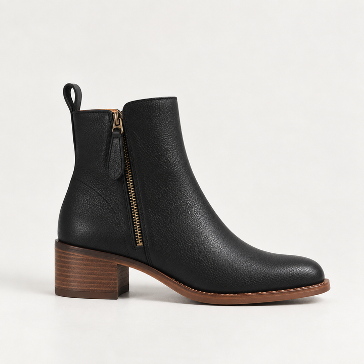 Edmee | Block Heel Zip Ankle Boots