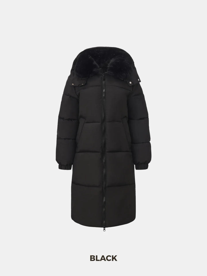 WarmCore™ Faux Fur Collar Long Puffer Jacket