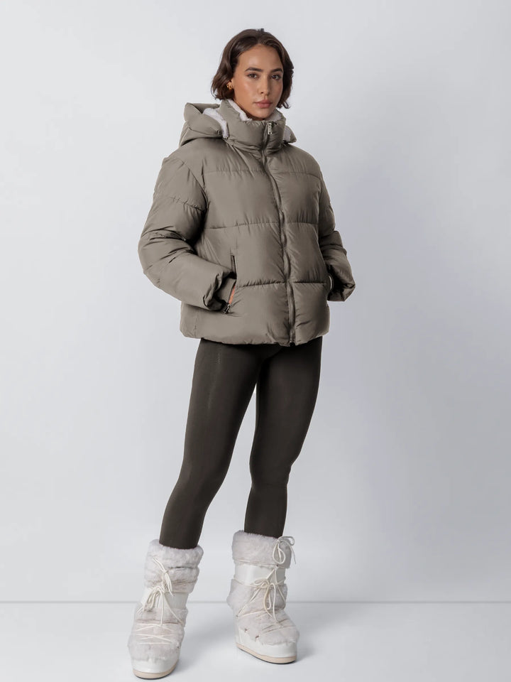 WarmCore™ Faux Fur Lined Detachable Hooded Short Puffer Jacket