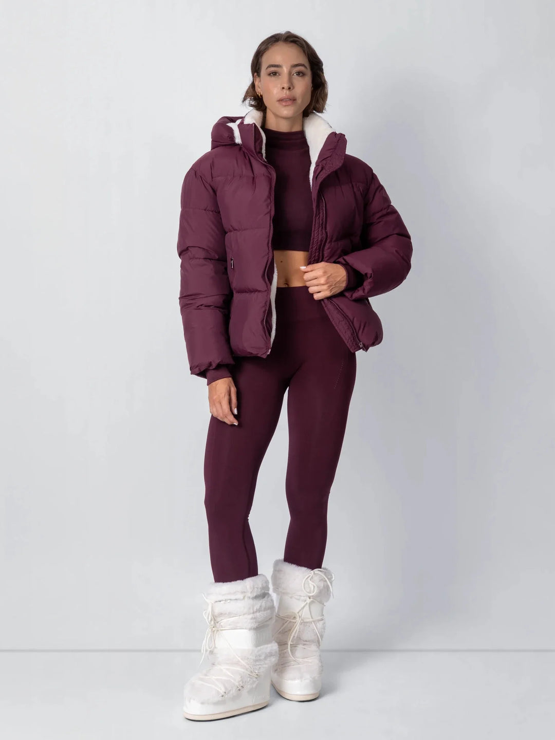 WarmCore™ Faux Fur Lined Detachable Hooded Short Puffer Jacket