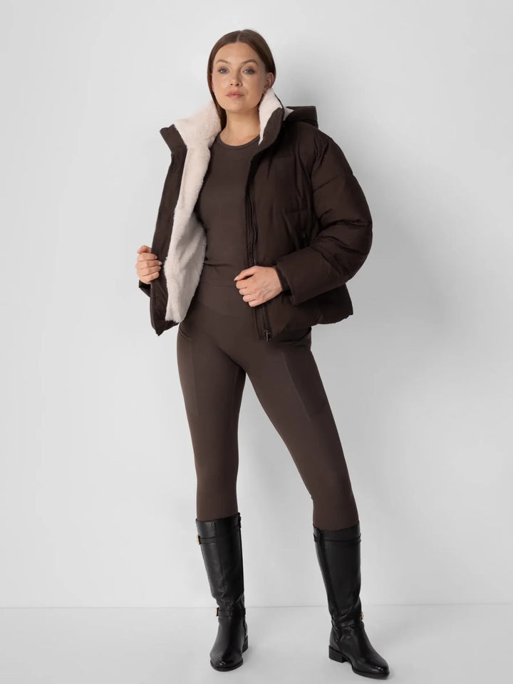 WarmCore™ Faux Fur Lined Detachable Hooded Short Puffer Jacket