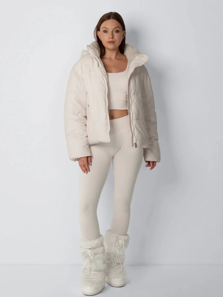 WarmCore™ Faux Fur Lined Detachable Hooded Short Puffer Jacket