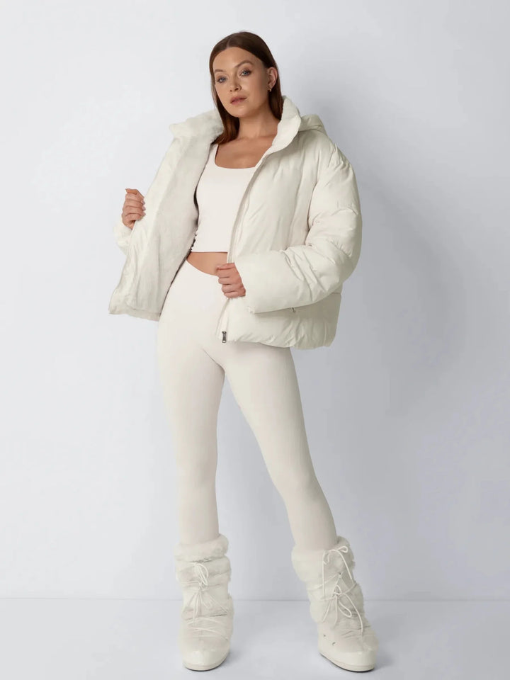 WarmCore™ Faux Fur Lined Detachable Hooded Short Puffer Jacket
