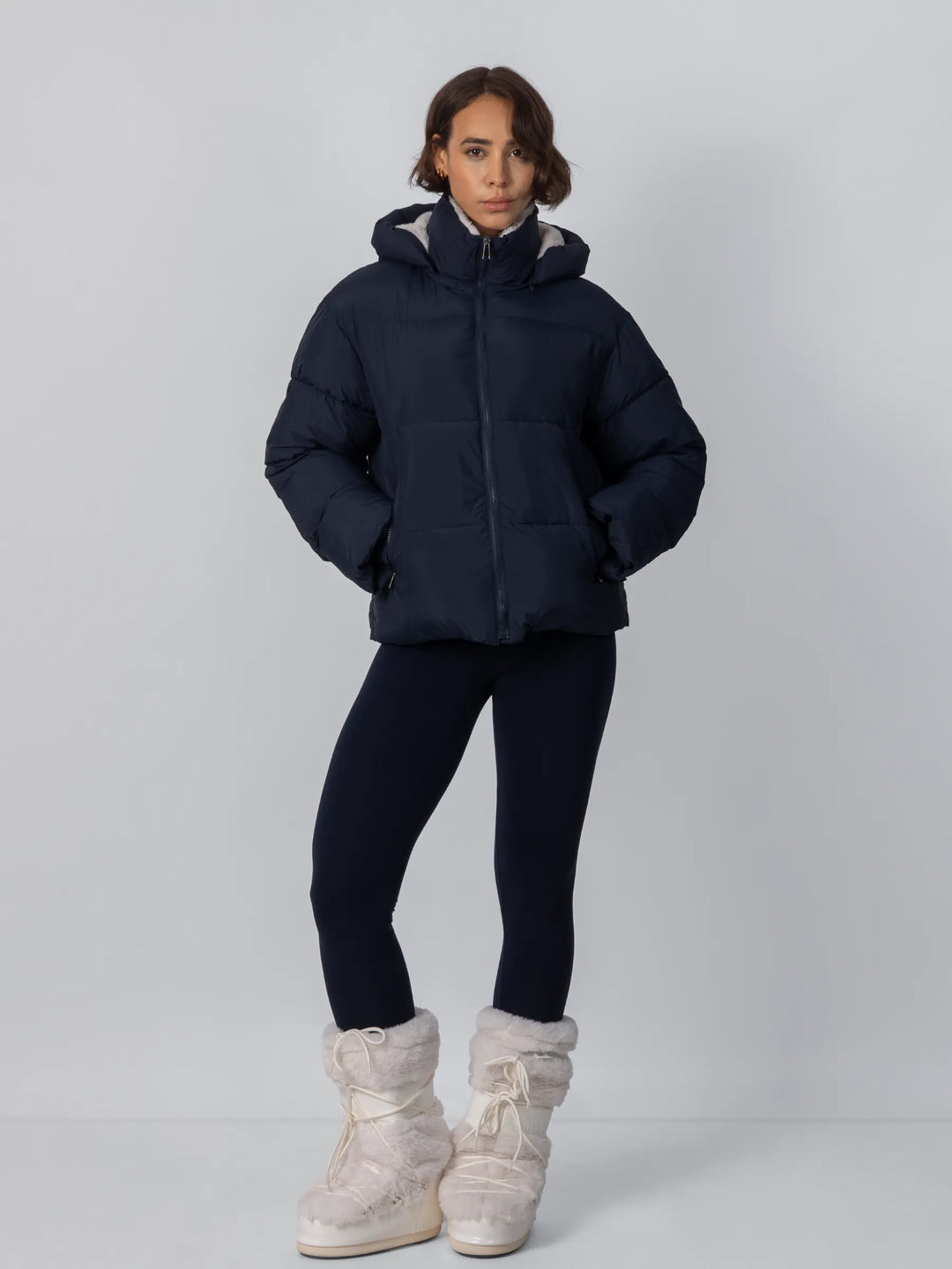 WarmCore™ Faux Fur Lined Detachable Hooded Short Puffer Jacket