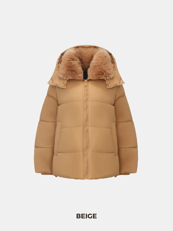 WarmCore™ Detachable Faux Fur Collar Hooded Puffer