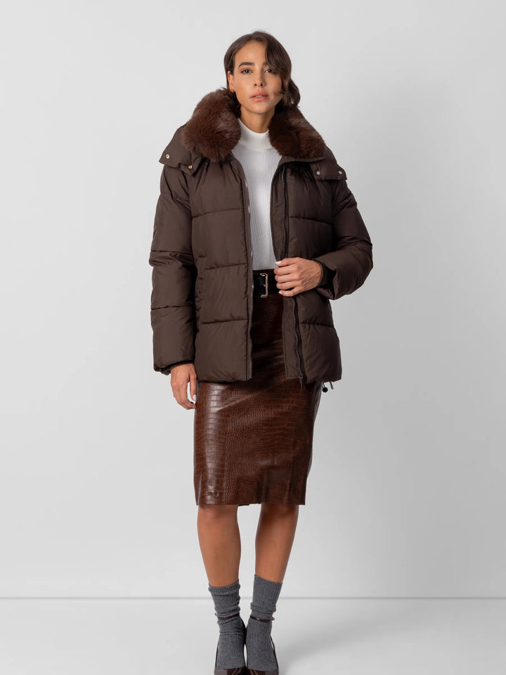 WarmCore™ Detachable Faux Fur Collar Hooded Puffer