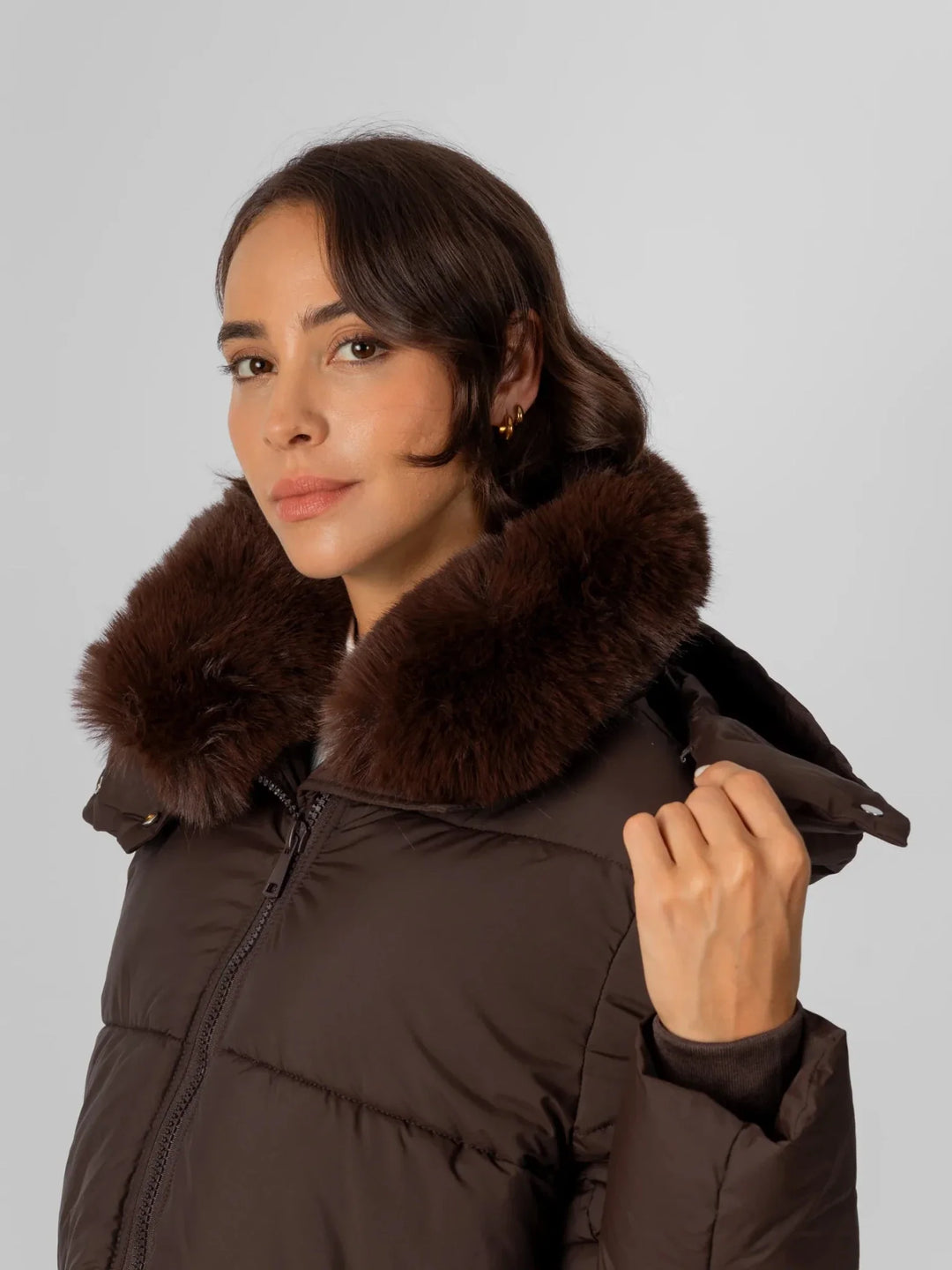 WarmCore™ Detachable Faux Fur Collar Hooded Puffer