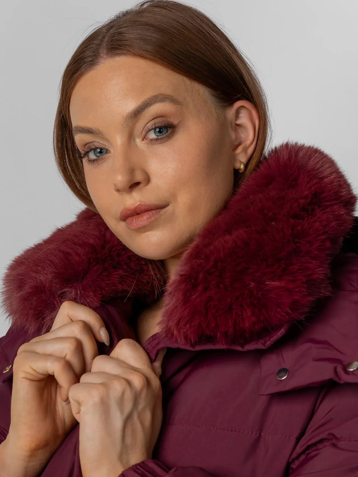 WarmCore™ Faux Fur Collar Long Puffer Jacket