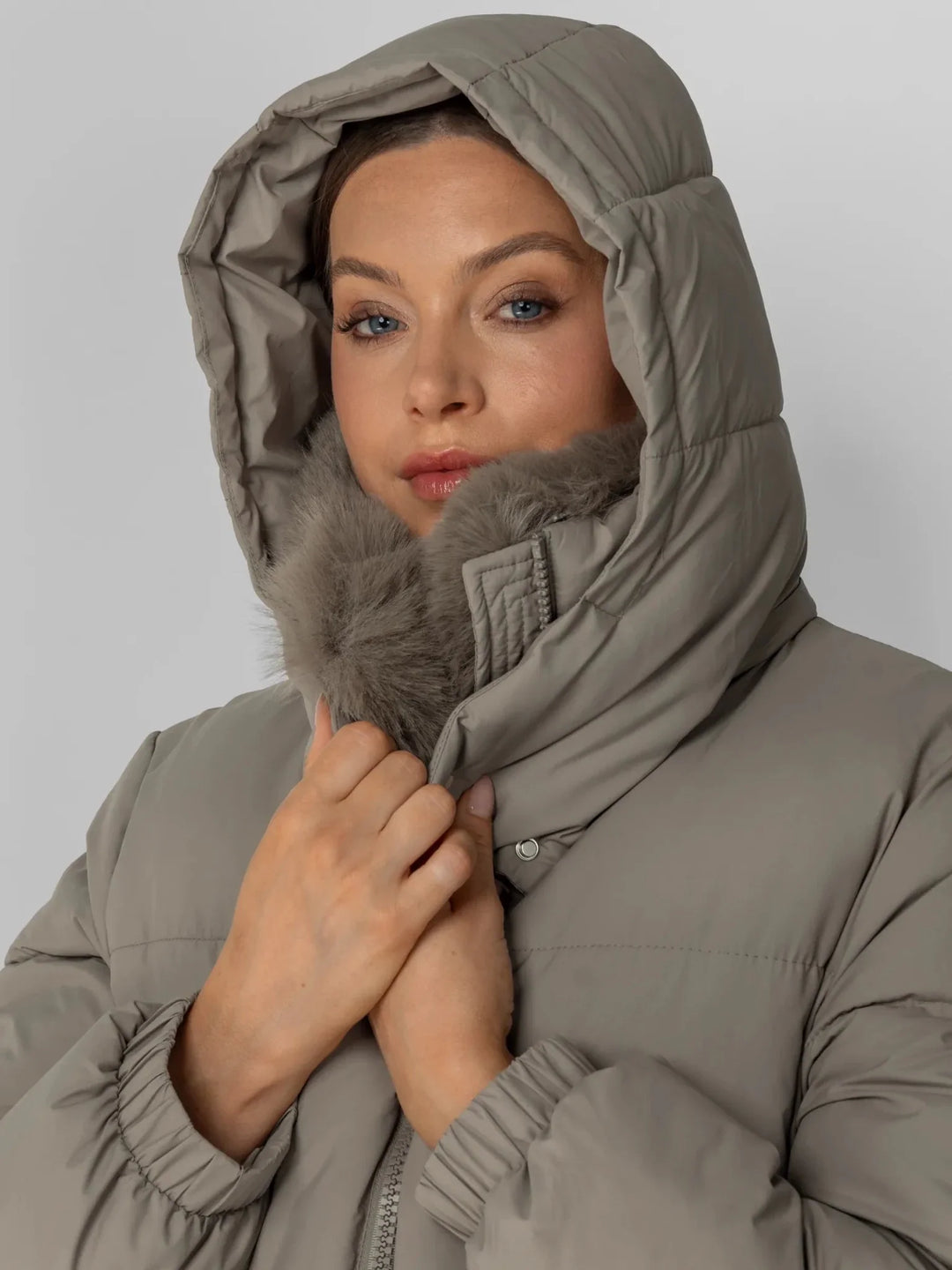 WarmCore™ Faux Fur Collar Long Puffer Jacket