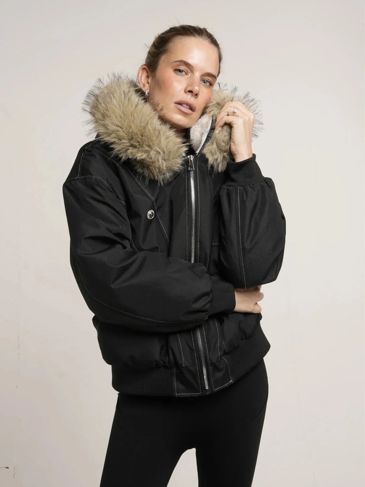 WarmCore™ Faux Fur Lined And Trim Bomber Jacket