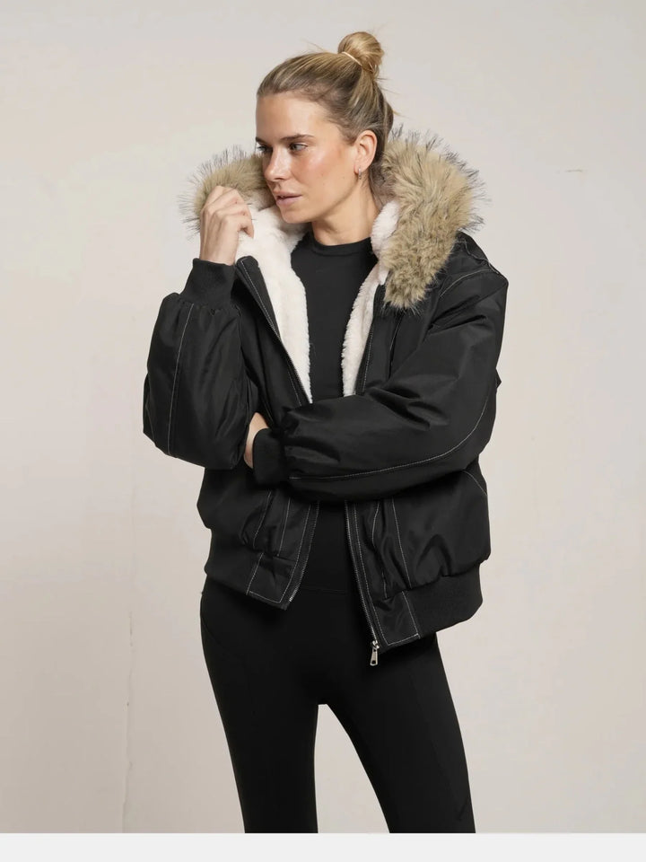 WarmCore™ Faux Fur Lined And Trim Bomber Jacket
