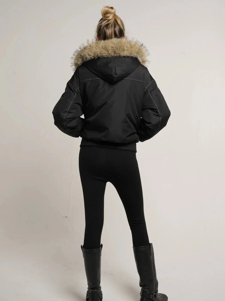 WarmCore™ Faux Fur Lined And Trim Bomber Jacket