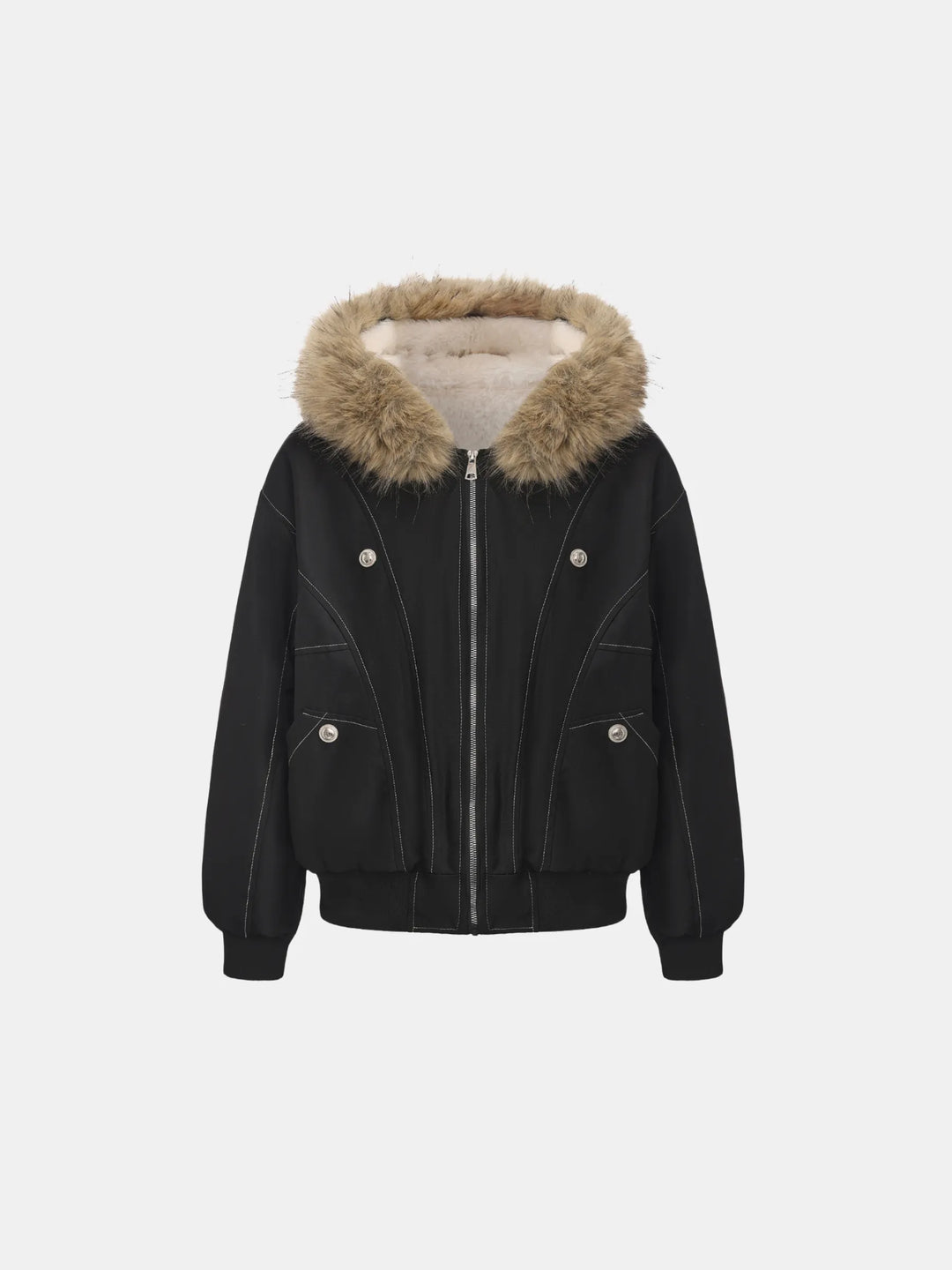 WarmCore™ Faux Fur Lined And Trim Bomber Jacket