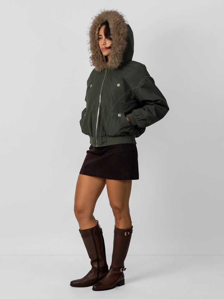 WarmCore™ Faux Fur Lined And Trim Bomber Jacket