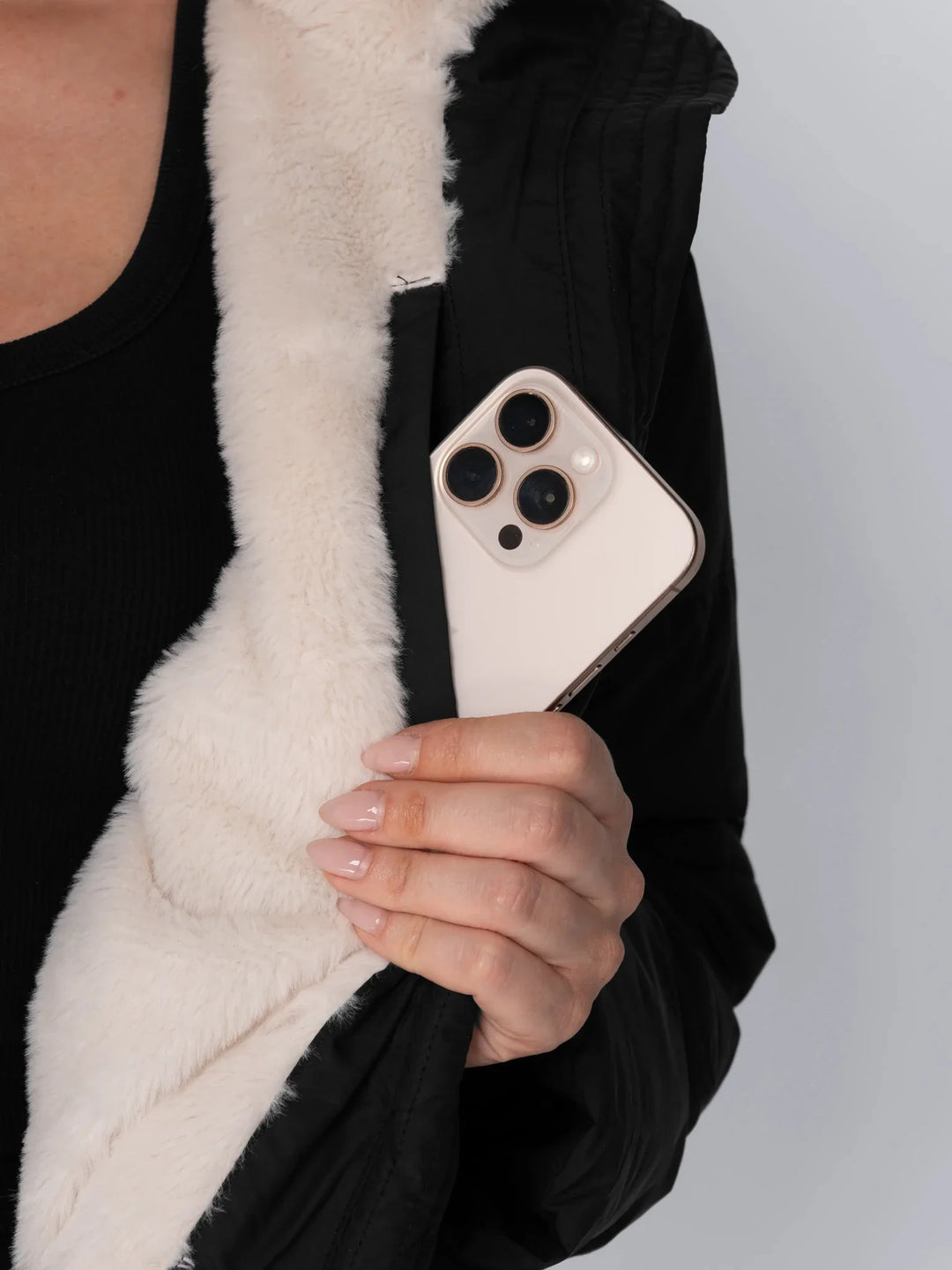 WarmCore™ Faux Fur Lined Detachable Hooded Short Puffer Jacket