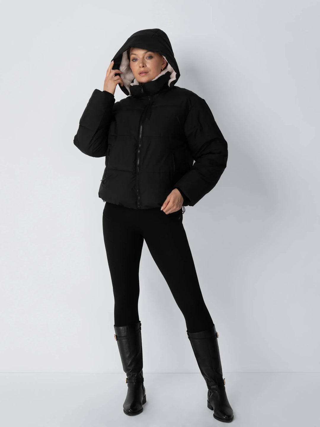 WarmCore™ Faux Fur Lined Detachable Hooded Short Puffer Jacket