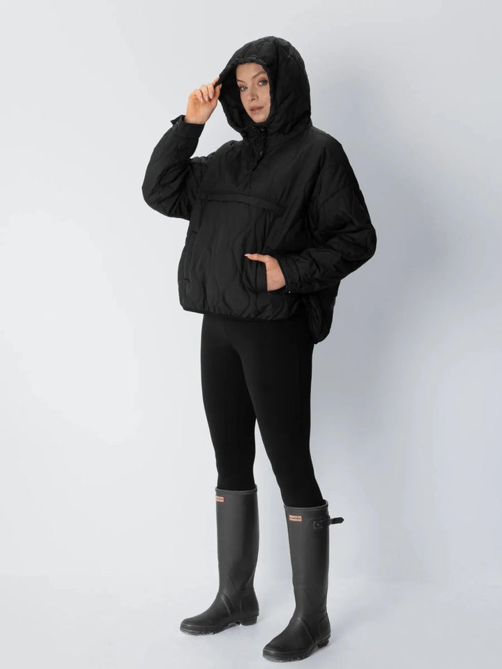 WarmCore™ Kangaroo Pocket Packable Quilted Puffer Hoodie