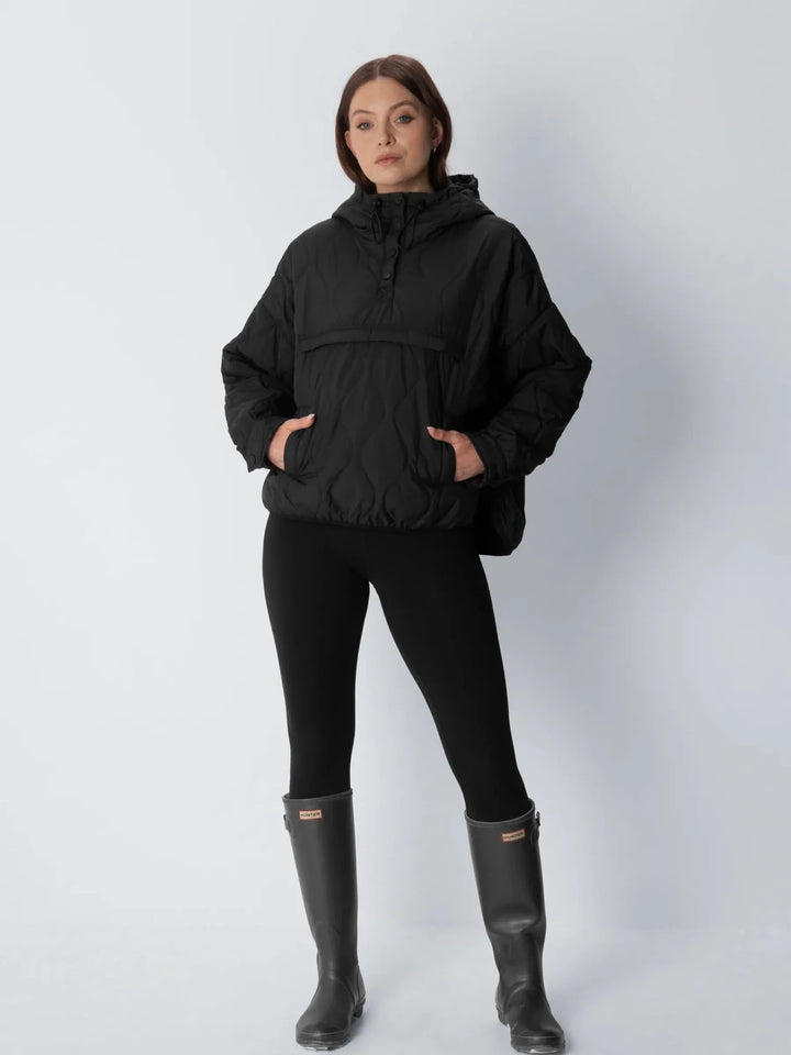 WarmCore™ Kangaroo Pocket Packable Quilted Puffer Hoodie
