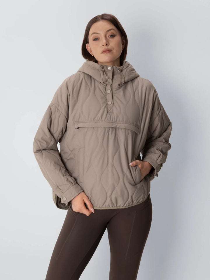 WarmCore™ Kangaroo Pocket Packable Quilted Puffer Hoodie