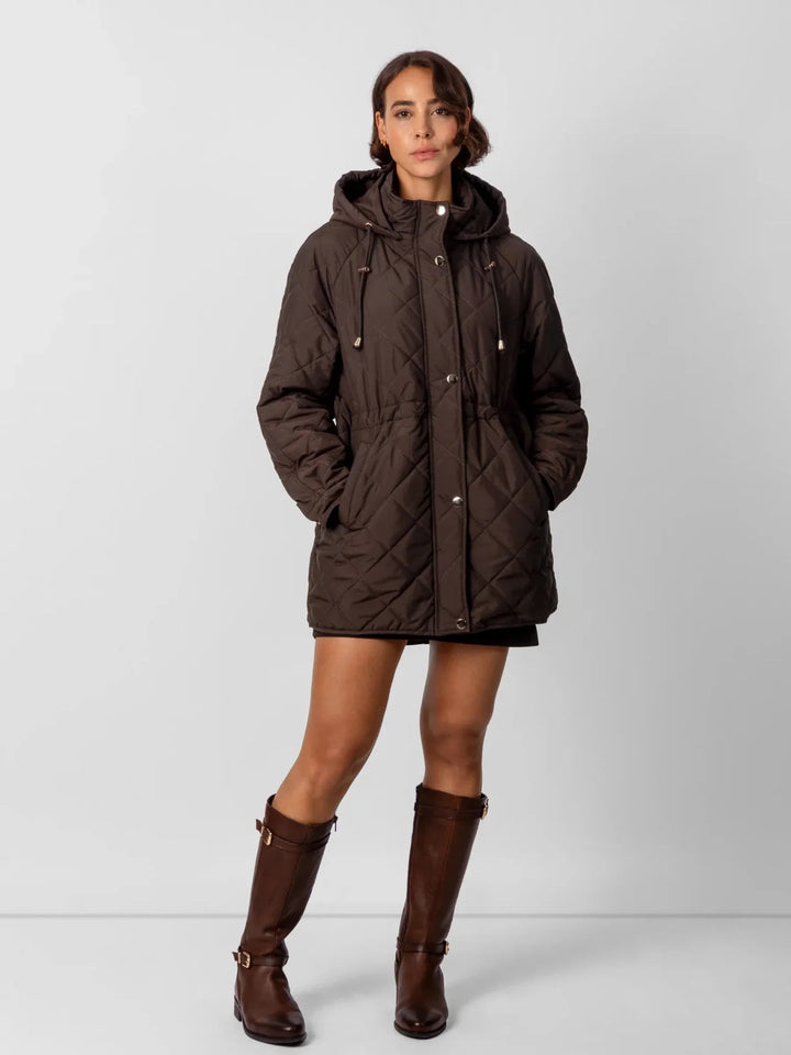 WarmCore™ Mid Length Diamond Quilted Puffer
