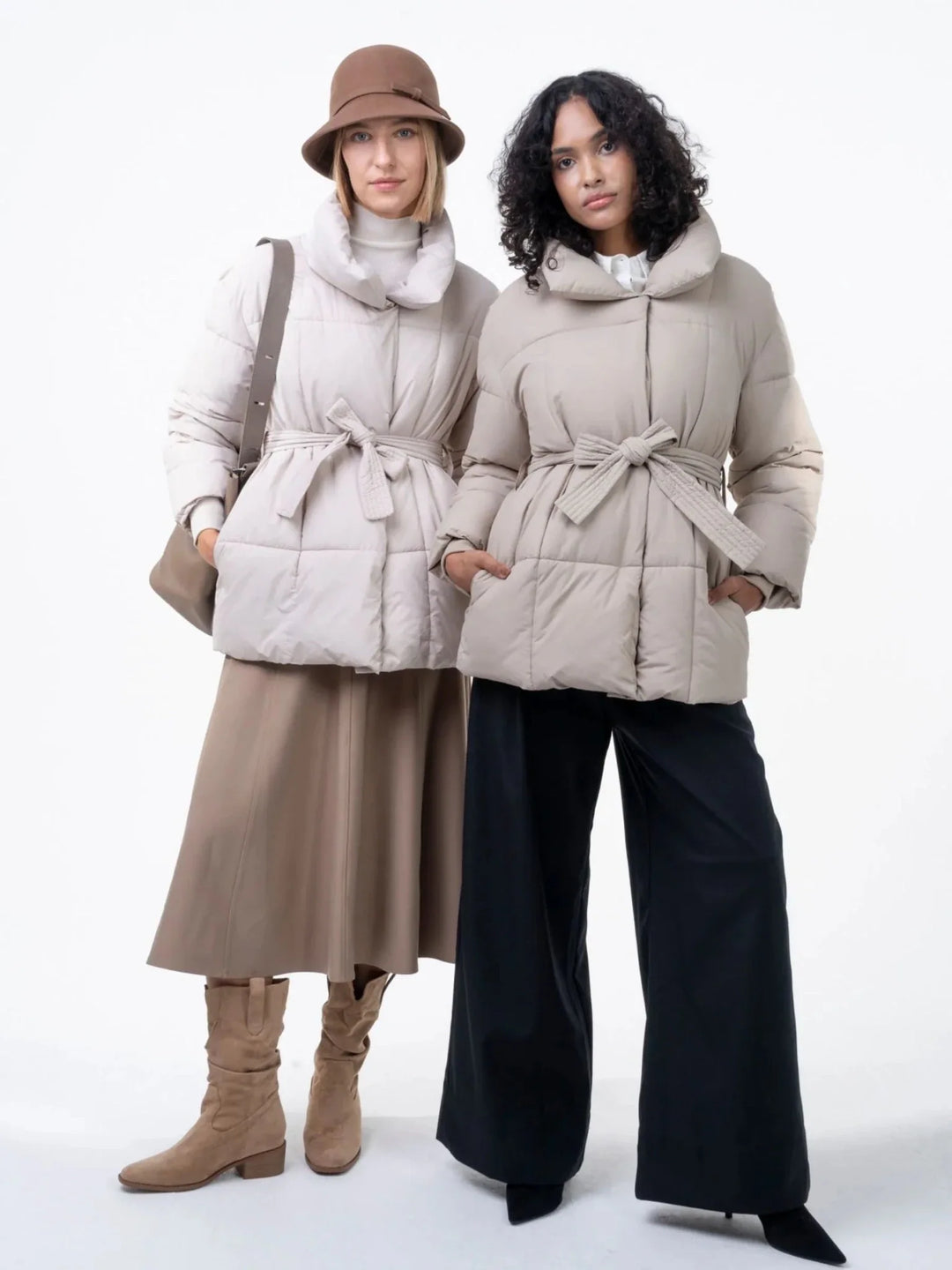 WarmCore™ Premium Mid Length Belted Puffer Jacket Women Casual Coat