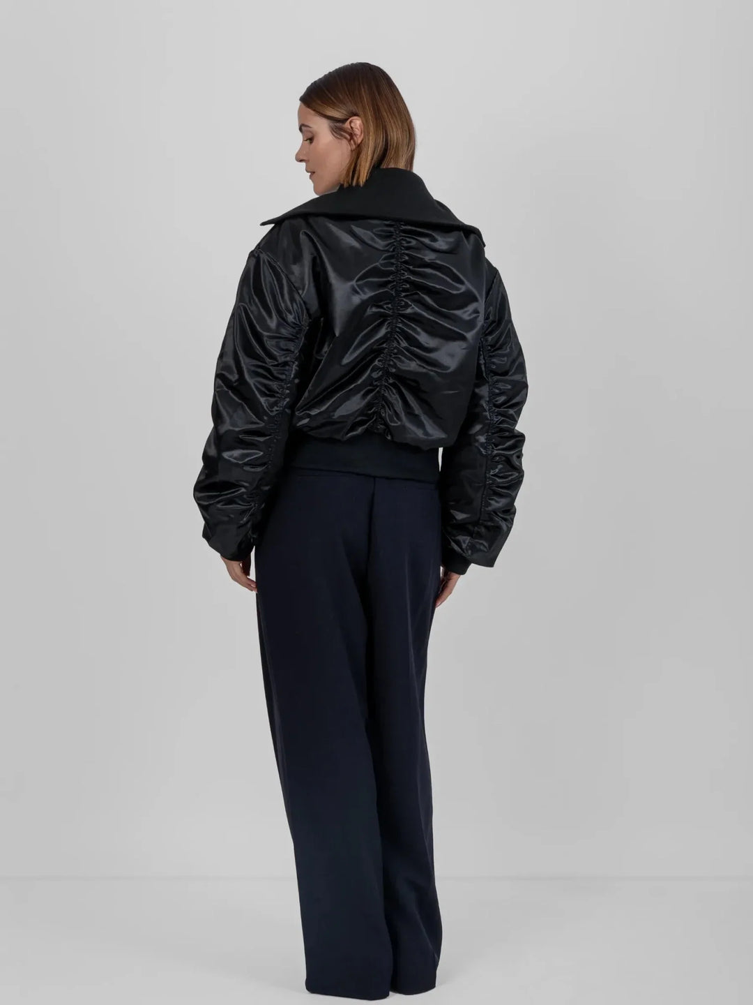 WarmCore™ Shiny Cropped Padded Bomber