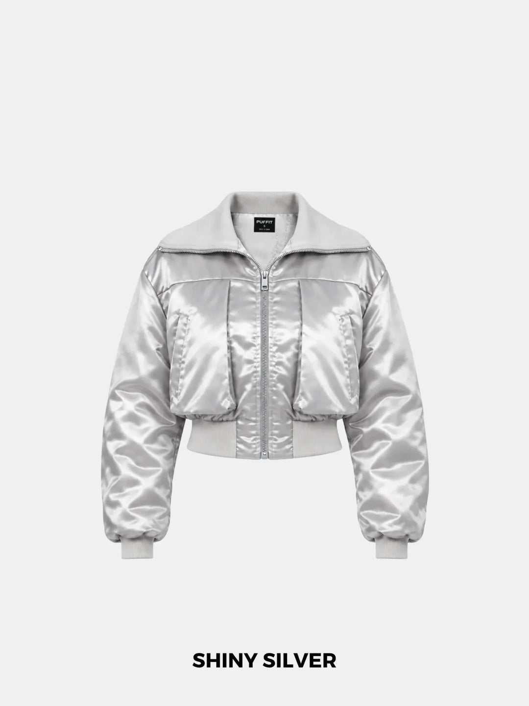 WarmCore™ Shiny Cropped Padded Bomber
