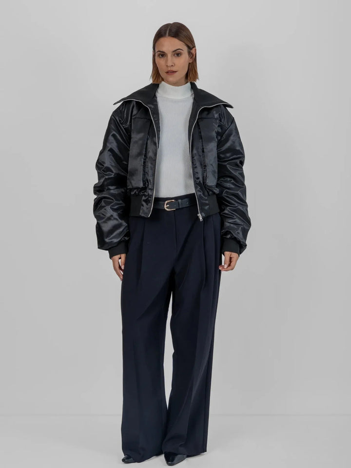 WarmCore™ Shiny Cropped Padded Bomber