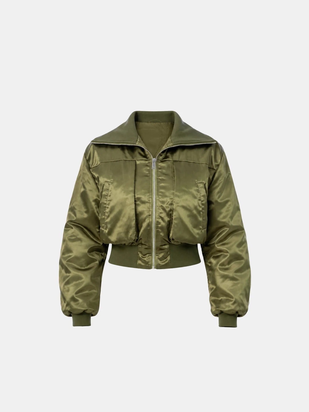 WarmCore™ Shiny Cropped Padded Bomber