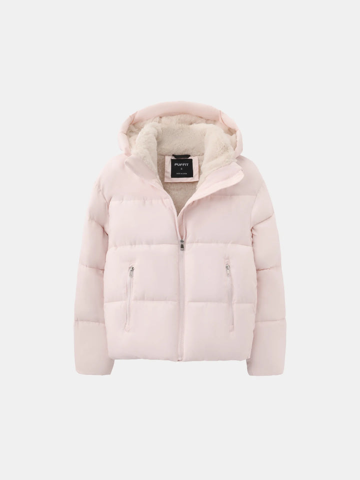 WarmCore™ Faux Fur Lined Detachable Hooded Short Puffer Jacket