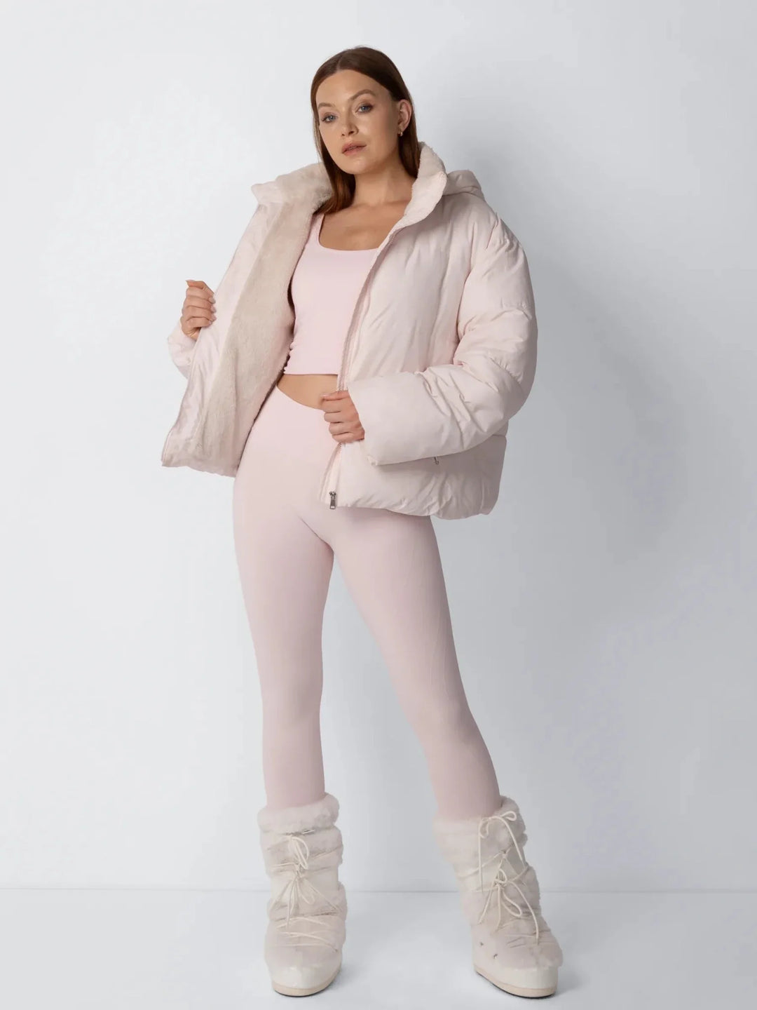 WarmCore™ Faux Fur Lined Detachable Hooded Short Puffer Jacket