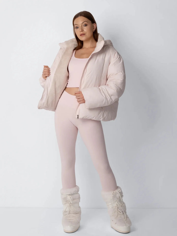 WarmCore™ Faux Fur Lined Detachable Hooded Short Puffer Jacket