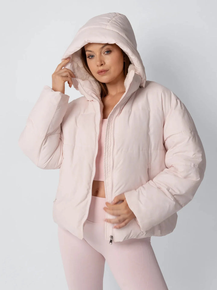 WarmCore™ Faux Fur Lined Detachable Hooded Short Puffer Jacket