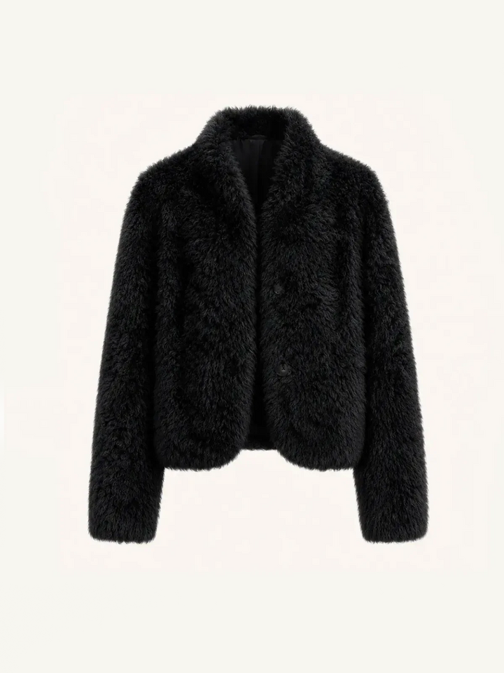 "Yorta" imported Tuscan curly wool upper arc collar sheepskin coat
